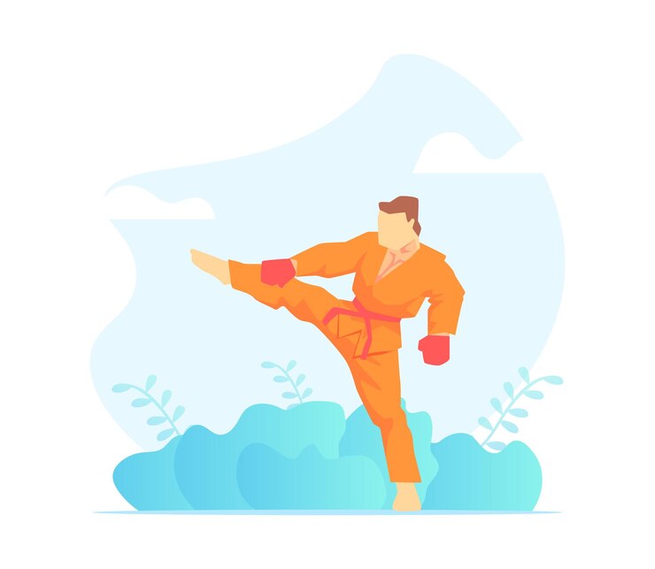Vector ilustración vectorial de personajes de artes marciales asiáticas wushu