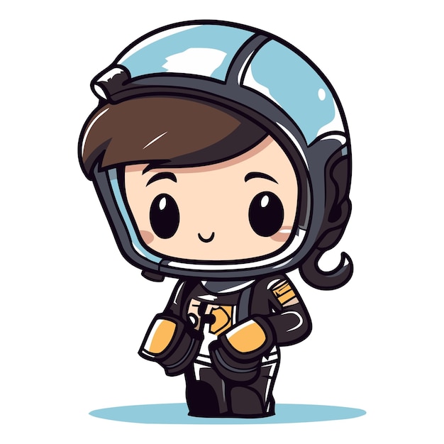 Vector ilustración vectorial de personajes de dibujos animados de astronautas en fondo blanco