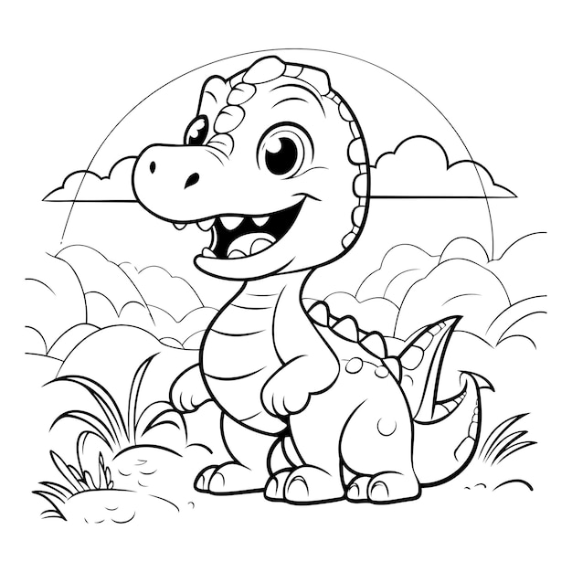 Vector ilustración vectorial de personajes de dibujos animados de dinosaurios