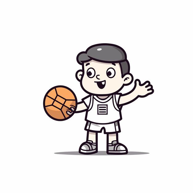 Ilustración vectorial de personajes de dibujos animados de jugadores de baloncesto Jugador de baloncestro de caricaturas con pelota