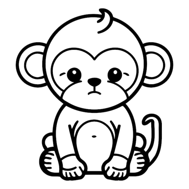 Ilustración vectorial de personajes de dibujos animados de monos lindos Mascota de dibujos animados de monos lindos