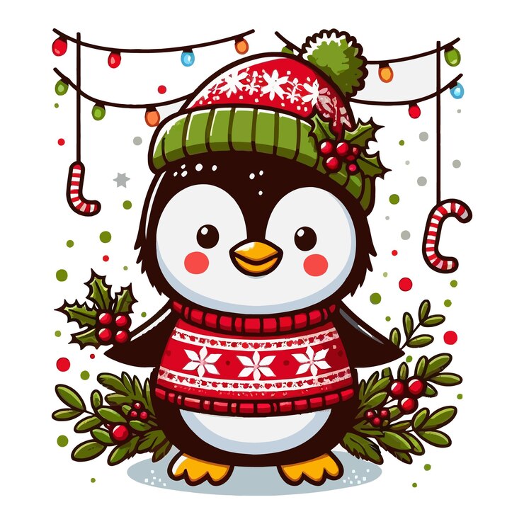 Ilustración vectorial de personajes de dibujos animados de Navidad con fondo blanco