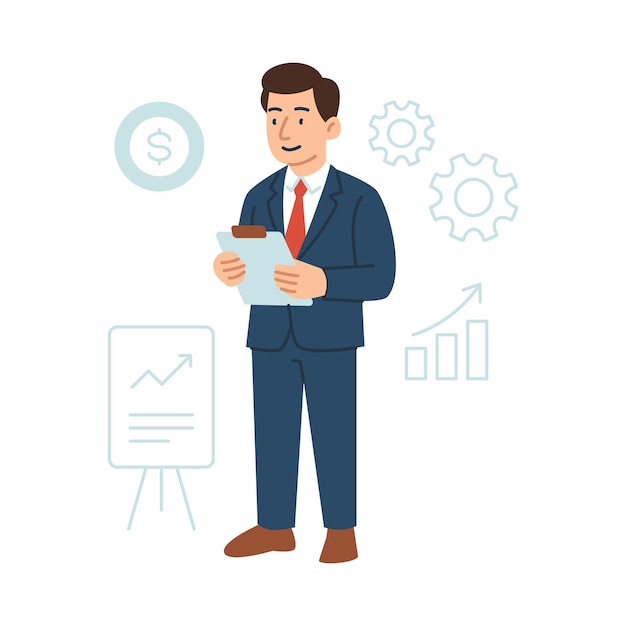 Ilustración vectorial de personajes de dibujos animados planos de Economist