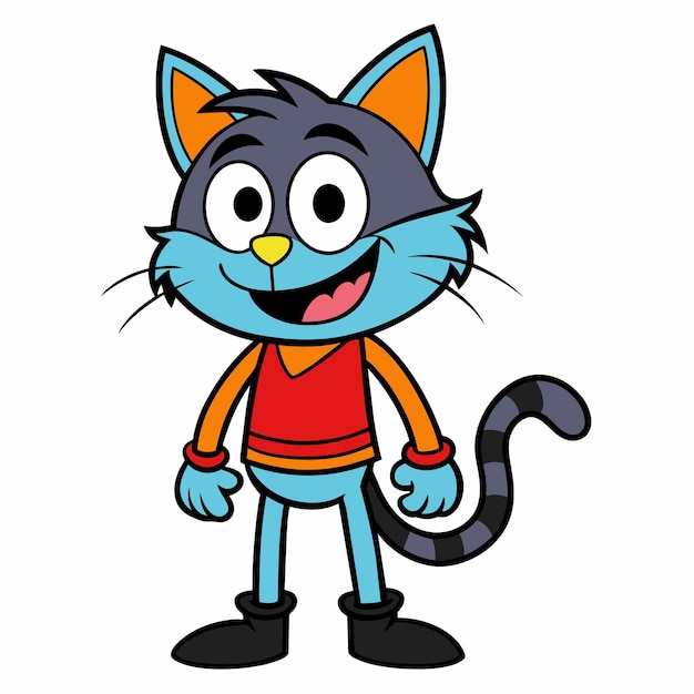 Ilustración vectorial de personajes divertidos de dibujos animados de gatos aislados en fondo blanco