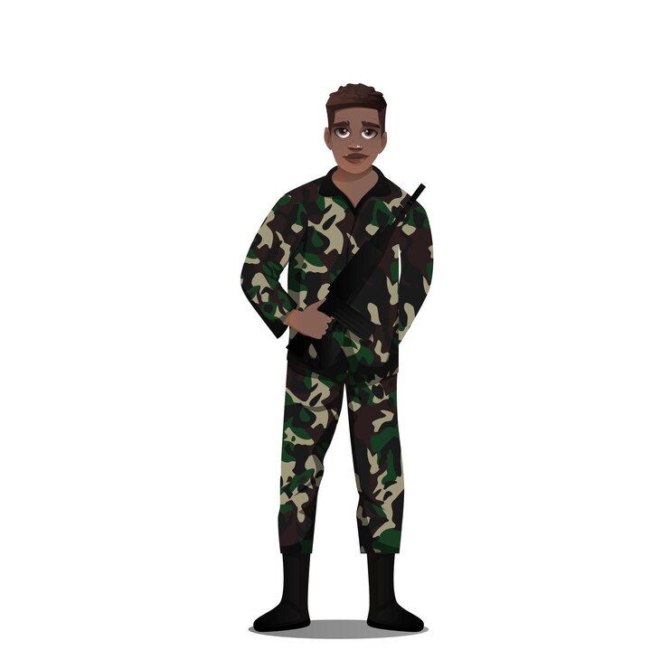 Vector ilustración vectorial de personajes del ejército