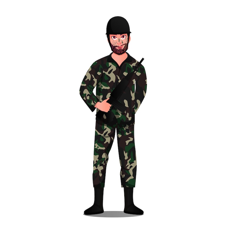 Vector ilustración vectorial de personajes del ejército