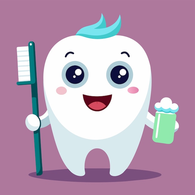 Ilustración vectorial de personajes de higiene dental de dibujos animados