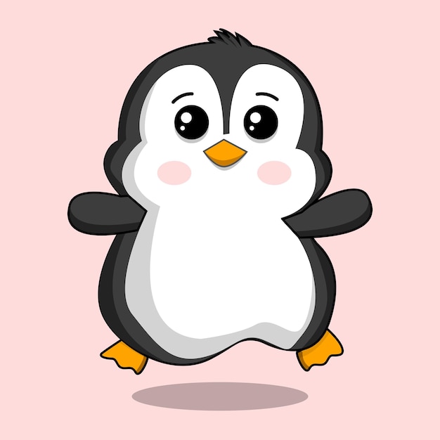 Ilustración vectorial de personajes de pingüinos lindos