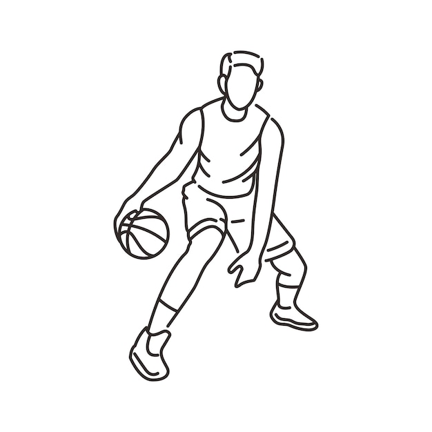 Ilustración vectorial de personajes de la postura del jugador de baloncesto 2