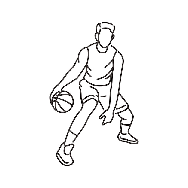 Vector ilustración vectorial de personajes de la postura del jugador de baloncesto 2