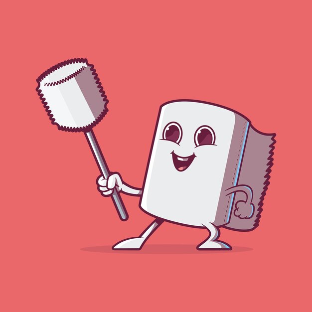 Vector ilustración vectorial de personajes de rollos de papel higiénico higiene concepto de diseño limpio divertido