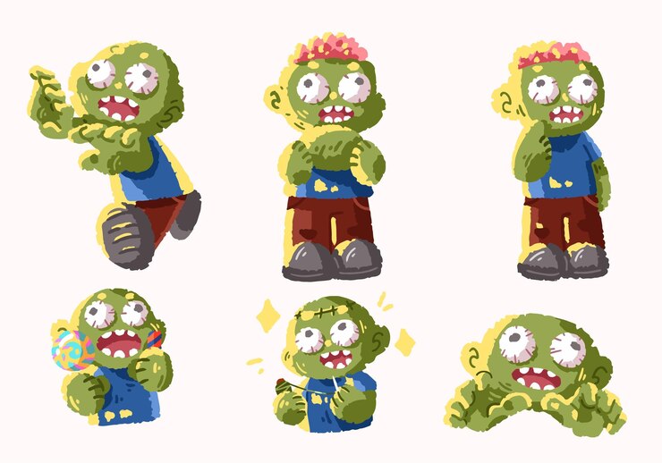 Vector ilustración vectorial de personajes de zombies