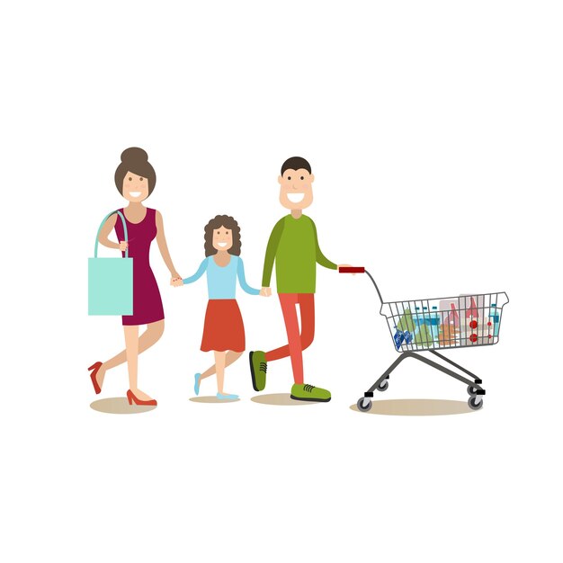 Vector ilustración vectorial de personas comprando en estilo plano