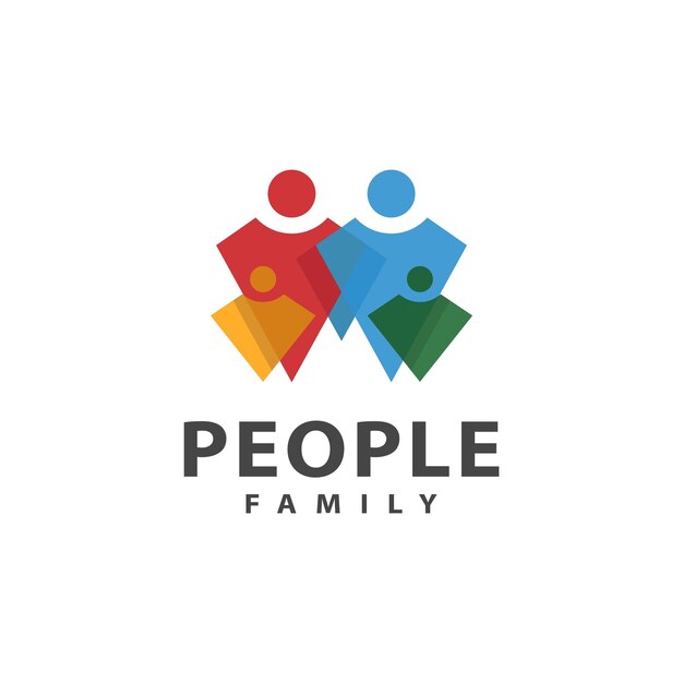 Ilustración vectorial de personas de la comunidad diseño de logotipo superpuesto