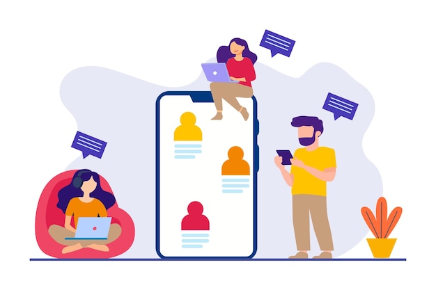 Ilustración vectorial de personas que conversan