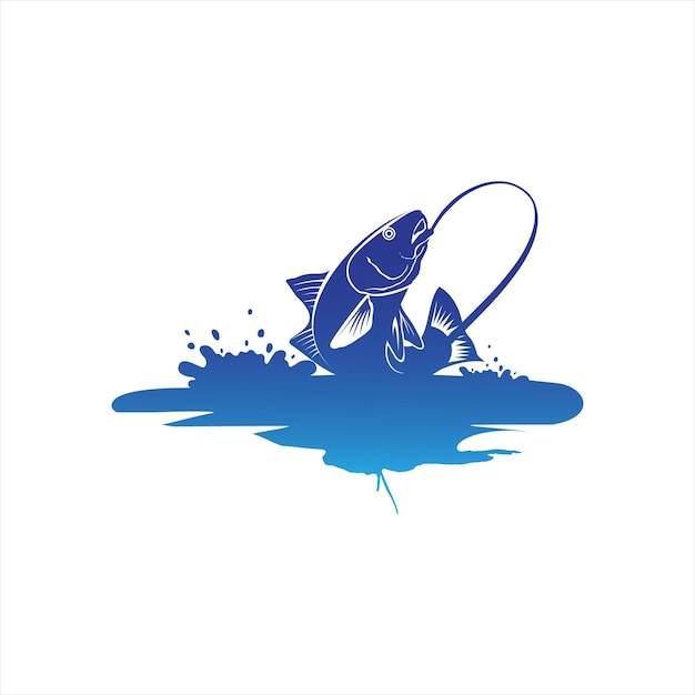 ilustración vectorial de pesca en color azul