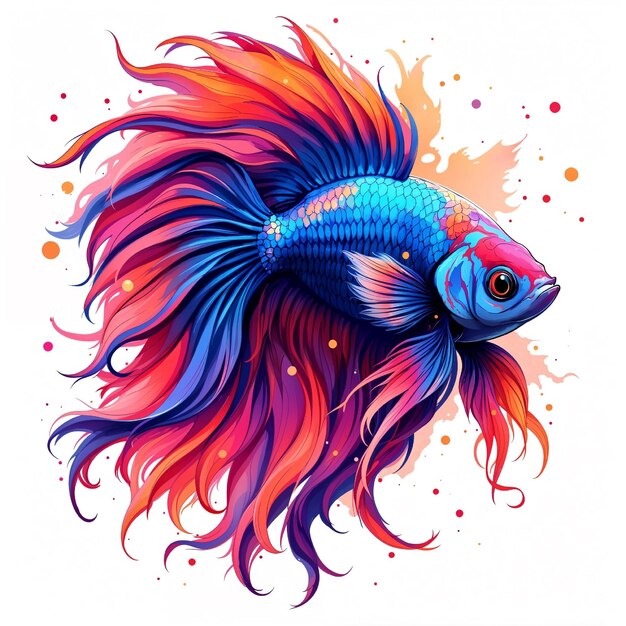Ilustración vectorial del pez de dibujos animados Betta