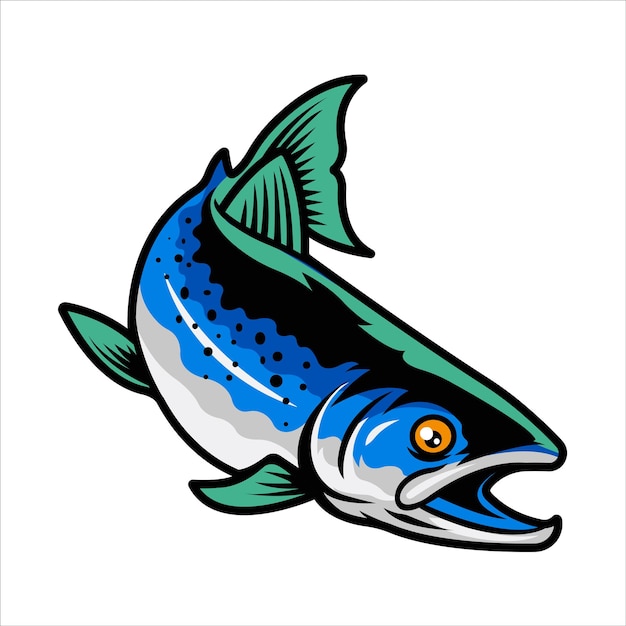 Ilustración vectorial del pez trucha de cabeza de acero con una ilustración simple