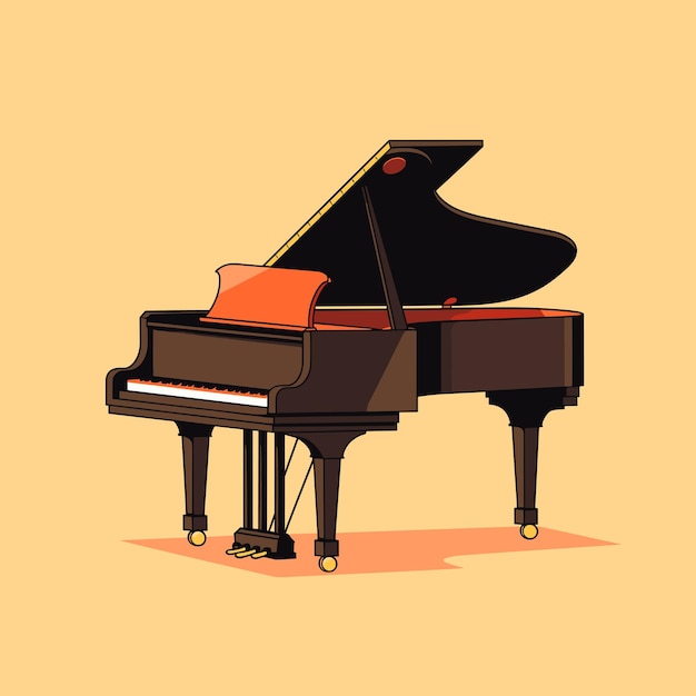 Ilustración vectorial de un piano de cola en estilo de dibujos animados