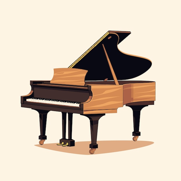 Ilustración vectorial de un piano de cola en estilo de dibujos animados
