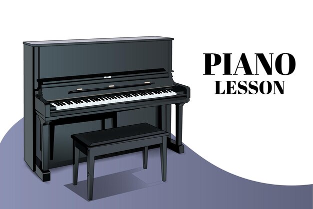 Ilustración vectorial de piano en color negro