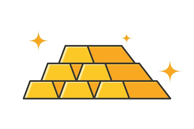 Ilustración vectorial de la pila de barras de oro brillantes