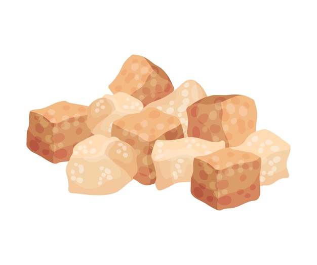 Ilustración vectorial de una pila de cubos de azúcar marrón como edulcorante para té y café