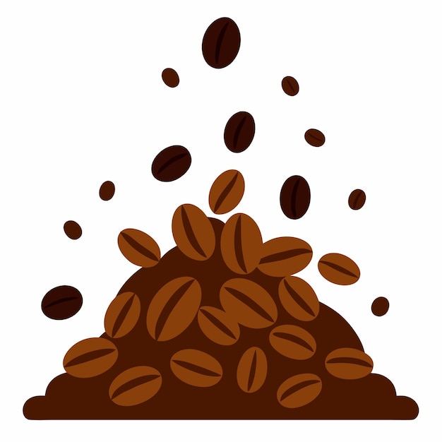 Ilustración vectorial de la pila de granos de café
