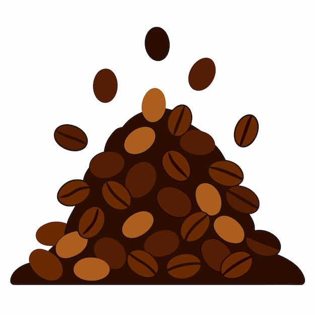 Ilustración vectorial de la pila de granos de café