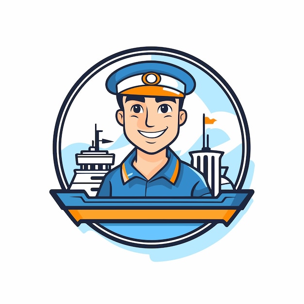 Ilustración vectorial de un piloto con un crucero en el icono del círculo de fondo