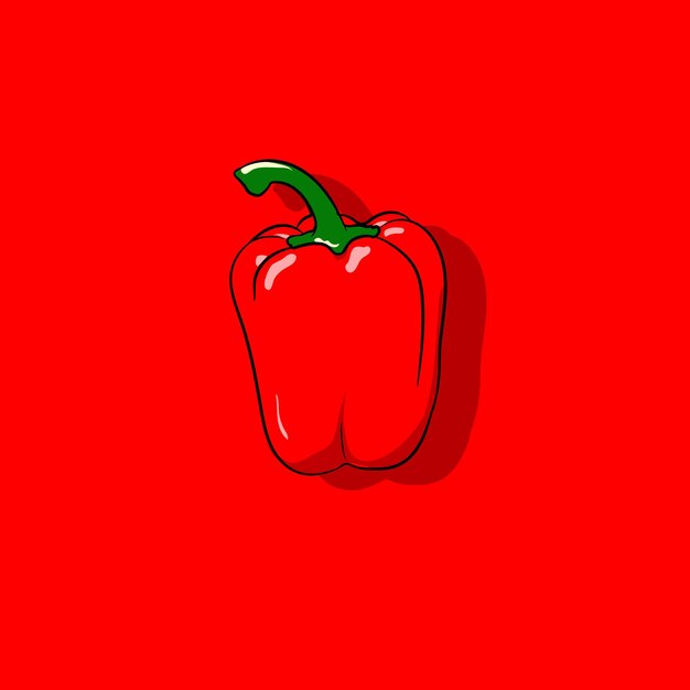 Ilustración vectorial de la pimienta Paprika o el chile rojo dulce