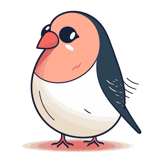 Ilustración vectorial de pingüino de dibujos animados lindo aislado sobre fondo blanco