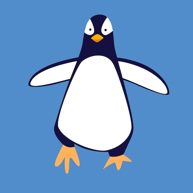 Ilustración vectorial de un pingüino en un estilo plano aislado en un fondo blanco
