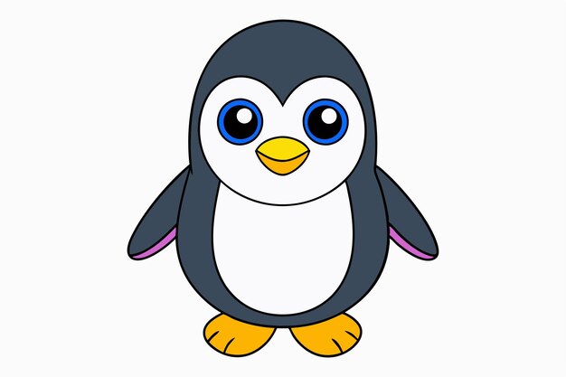 Ilustración vectorial del pingüino Kawaii alegre