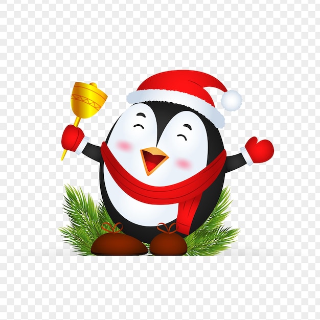 Ilustración vectorial del pingüino de Navidad en un fondo transparente