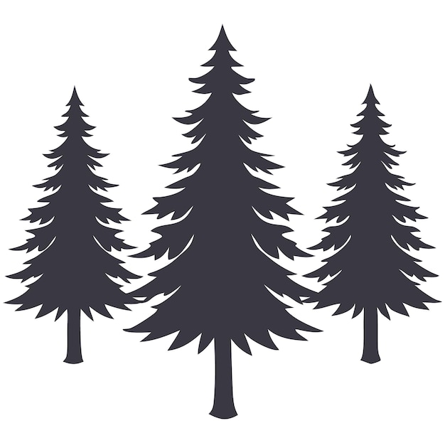 Ilustración vectorial de pinos de montaña dibujada a mano