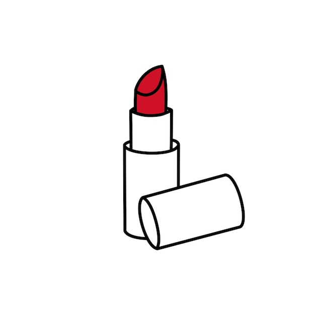 Ilustración vectorial de pintalabios simple dibujado a mano aislado en fondo blanco
