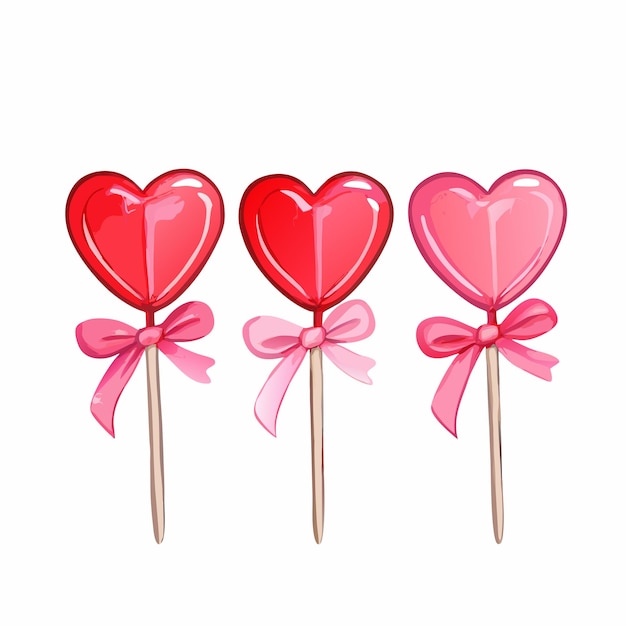 Ilustración vectorial de piruletas en forma de corazón dibujadas a mano en acuarela 1
