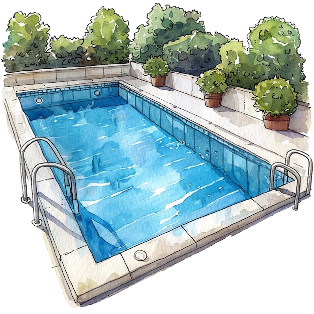 Vector ilustración vectorial de la piscina en estilo acuarela