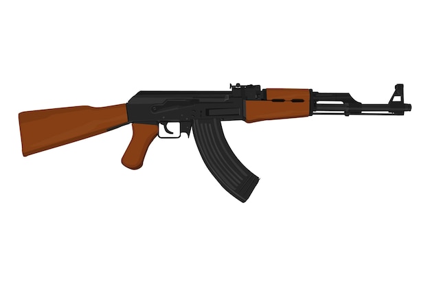 Vector ilustración vectorial de una pistola de asalto kalashnikov ak47