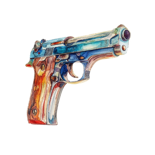 Ilustración vectorial de la pistola en estilo acuarela