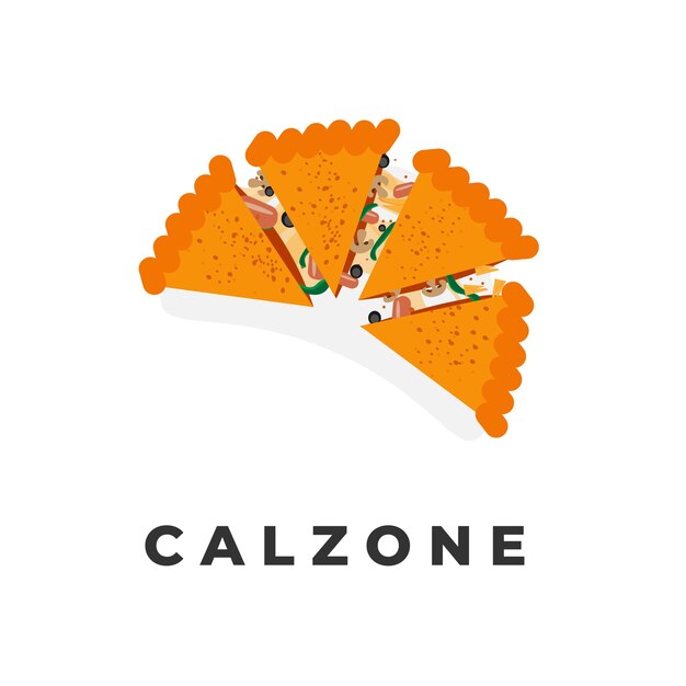Ilustración vectorial de pizza calzone cortada en trozos