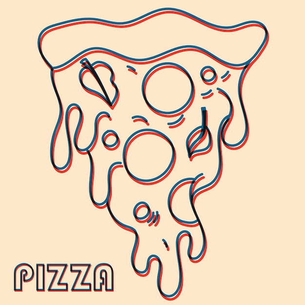 Ilustración vectorial de pizza con efecto de impresión de risógrafo