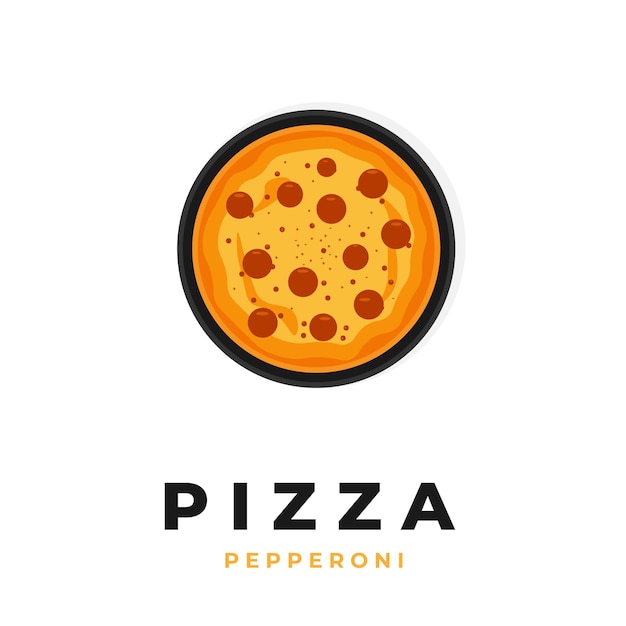 Vector ilustración vectorial de pizza de pepperoni en una sartén negra