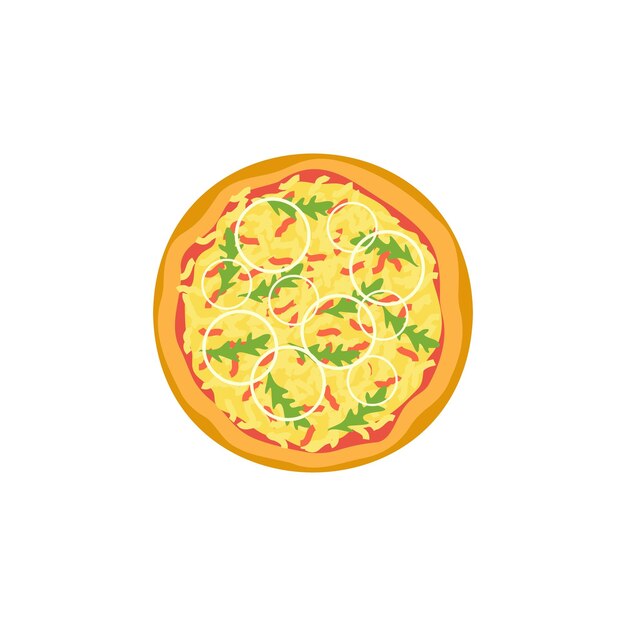 Ilustración vectorial de pizza sobre fondo aislado comida rápida italiana tradicional comida de vista superior merienda europea