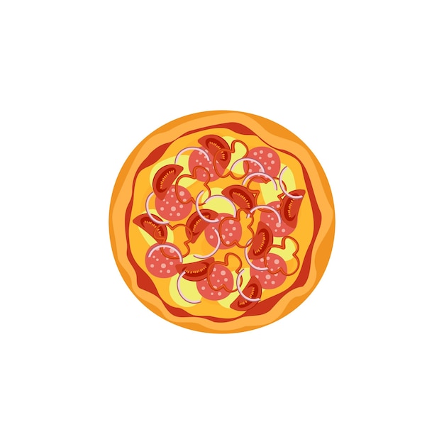 ilustración vectorial de pizza sobre fondo aislado Comida rápida italiana tradicional Comida de vista superior Merienda europea
