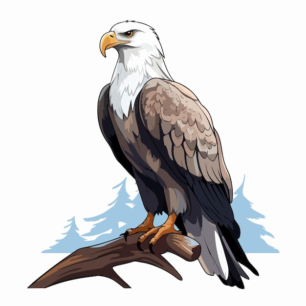 Ilustración vectorial plana de águila dibujo a mano de dibujos animados de águila ilustración vectorial aislada