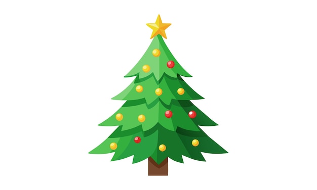 Ilustración vectorial plana aislada del árbol de Navidad en fondo blanco