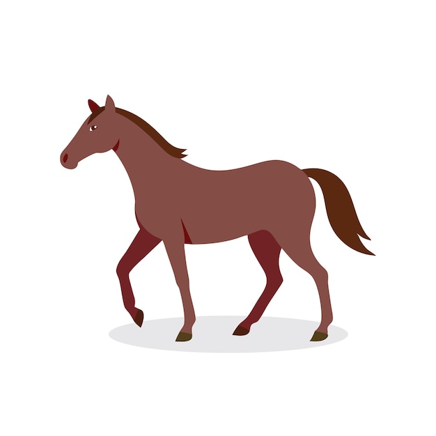 Ilustración vectorial plana aislada de un caballo en fondo blanco