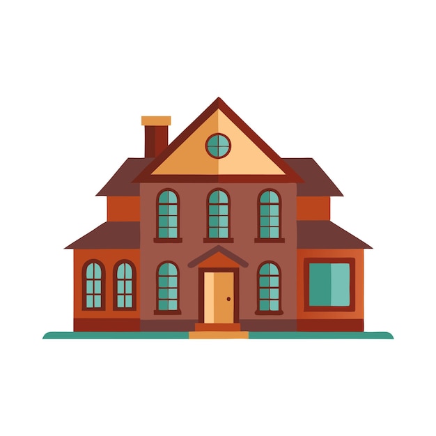 Ilustración vectorial plana aislada de una casa antigua sobre un fondo blanco
